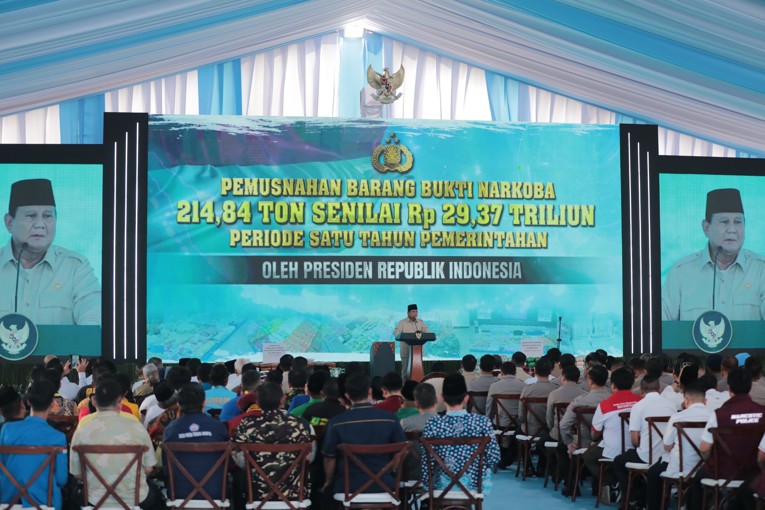 214,8 Ton Narkoba Dimusnahkan, Prabowo: Boleh Berbeda dan Bersaing, Tapi Indonesia Harus Tetap Satu Keluarga