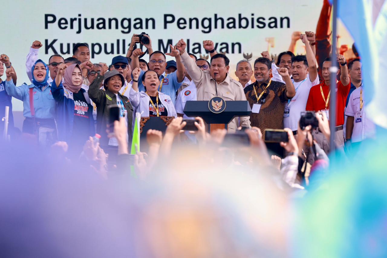 Rayakan Hari Buruh Bersama, Prabowo Janji Bangun Daycare hingga 1 Juta Rumah Terjangkau untuk Pekerja