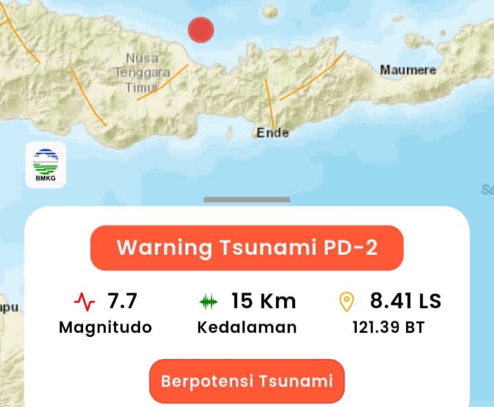 NTT Diguncang Gempa M 7,7 hingga BMKG Keluarkan Peringatan Dini Tsunami, Ini Beberapa Daerah Status Siaga dan Waspada