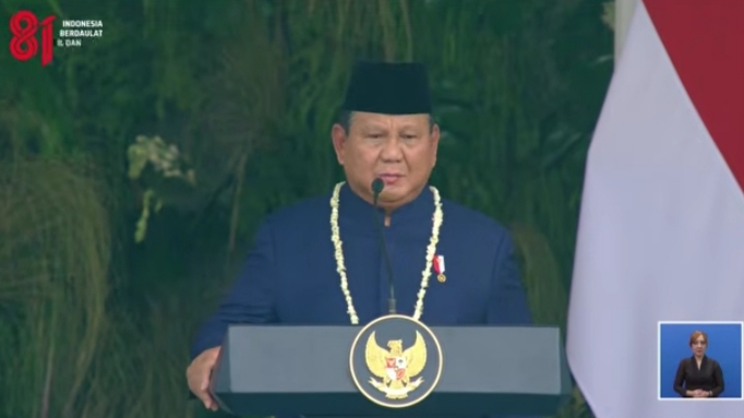 Presiden Prabowo Ajak Seluruh Peserta Upacara HUT ke-81 RI di Jakarta Berdoa untuk Korban Bencana